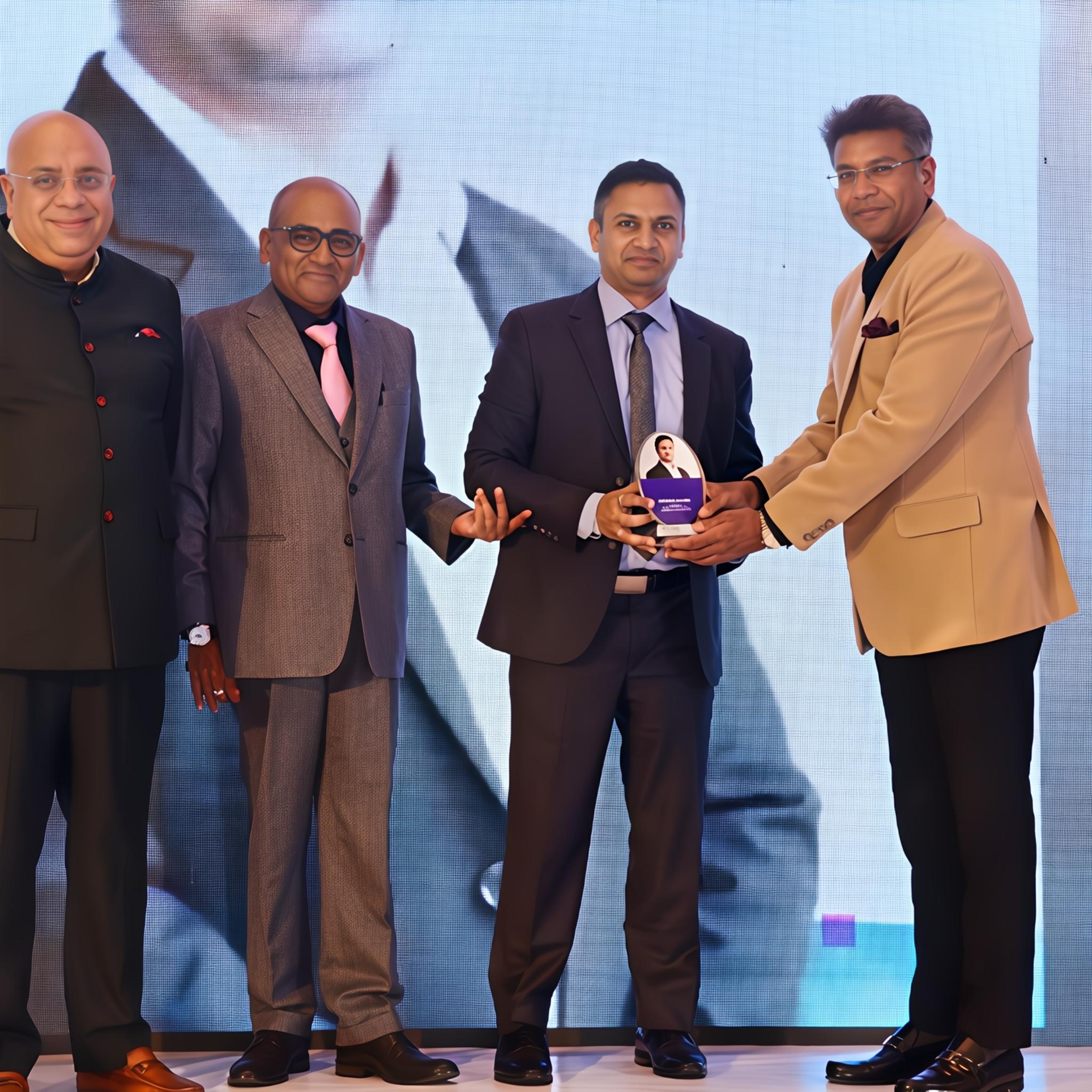 Shashank Agarwal receiving the BW Legal World 40 Under 40 award at the ceremony