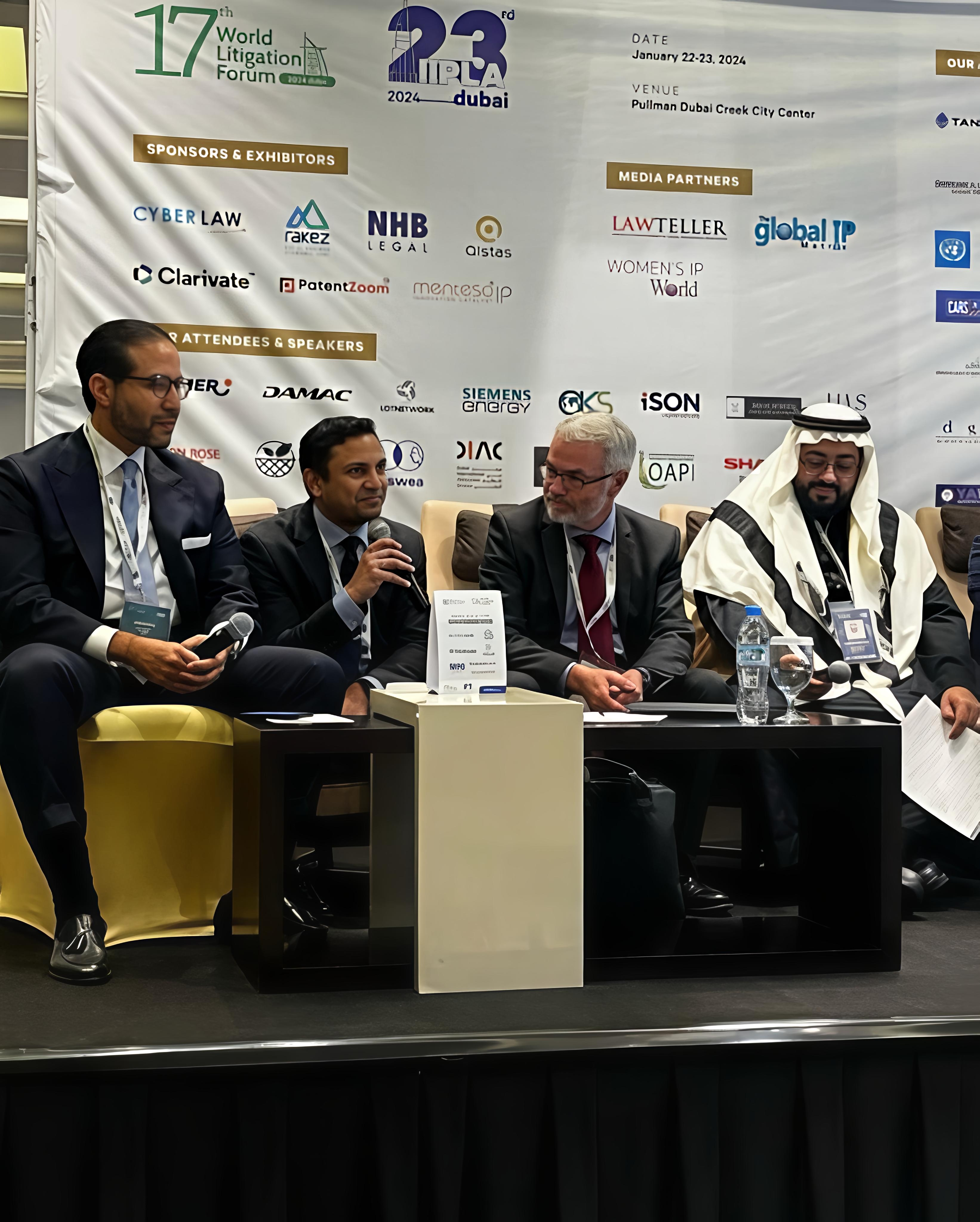 Shashank Agarwal speaking at the 17th World Litigation Forum and 23rd IIPLA Conference 2024, Dubai